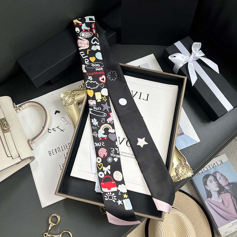 D versión alta 18 mm bufandas de seda cinta cinta delgada correa de pelo larga decoración pequeña bufandas animales de la selva H