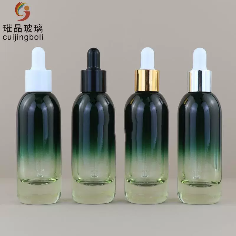 Новый стиль 30ml толстая стеклянная бутылка сыворотка для бутылок с рафинированной бутылкой для бутылок с капельницей градиент цвет высококачественная косметическая бутылка