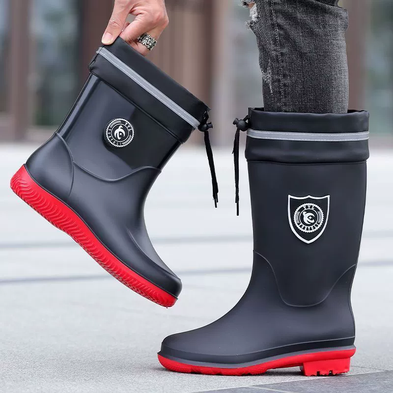 Высокопрофильный водонепроницаемый пояс, мужские и женские непромокаемые резиновые сапоги среднего размера на флисовой подкладке, съемные нескользящие резиновые сапоги, женские ботинки, спортивная обувь большого размера 48,
