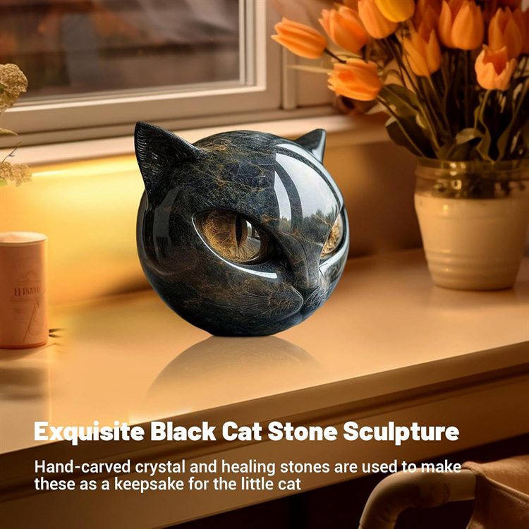 Flairgifts Luxury Black Cat Stone Sculpture 奢华黑猫石雕|undefined