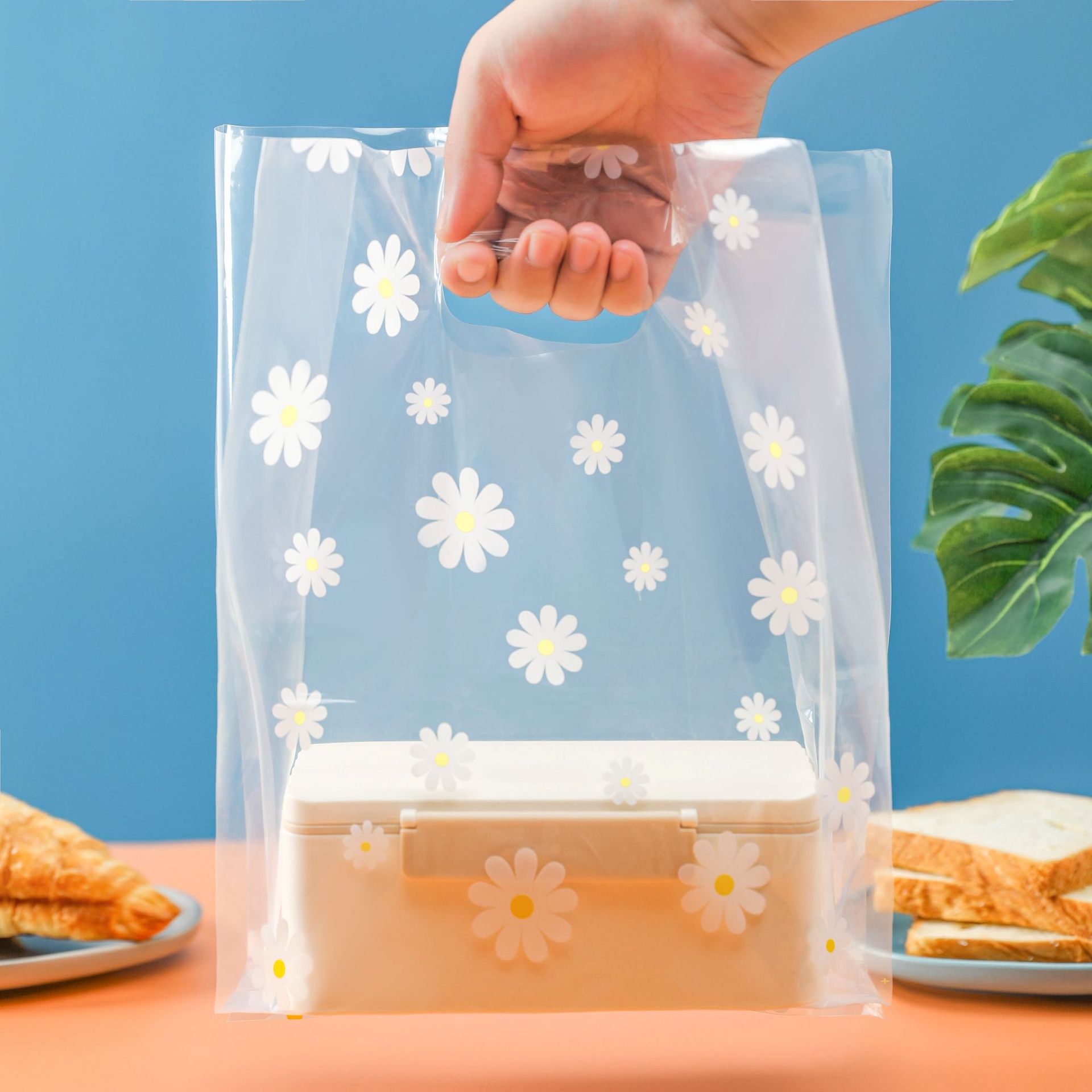 一次性塑料手提打包袋面包店袋子沙拉甜品包装外卖食品袋蛋糕烘培