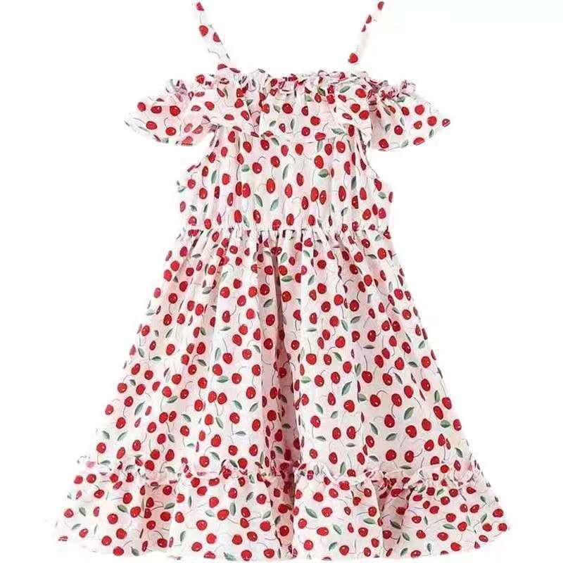 Vestido de las niñas vestido de verano 2023 nuevos niños medianos y grandes falda floral verano niña vestido de princesa occidental