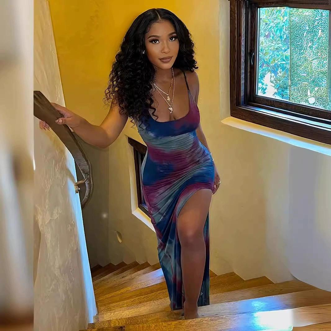 3734 европейский и американский стиль моды сексуальное дикое платье без рукавов