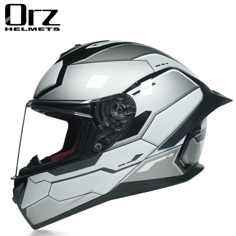 Casco de motocicleta Orz para hombres y mujeres, casco integral de verano con gran alerón trasero para todas las estaciones, certificado por DOT, transfronterizo.