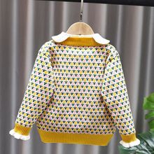 女童开衫一体加绒针织衫外套百搭长袖秋冬款卡通外搭儿童纽扣洋气