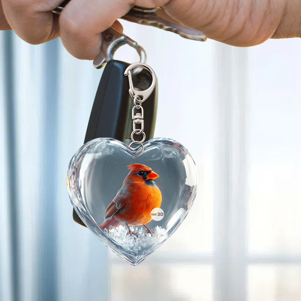 Transfronterizos lindos pájaros en forma de corazón conejo cachorro serie de animales llavero acrílico colgante decoración colgante