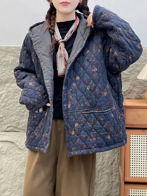日本系の小清新な花の綿服の綿服の女性はゆったりしています。|undefined