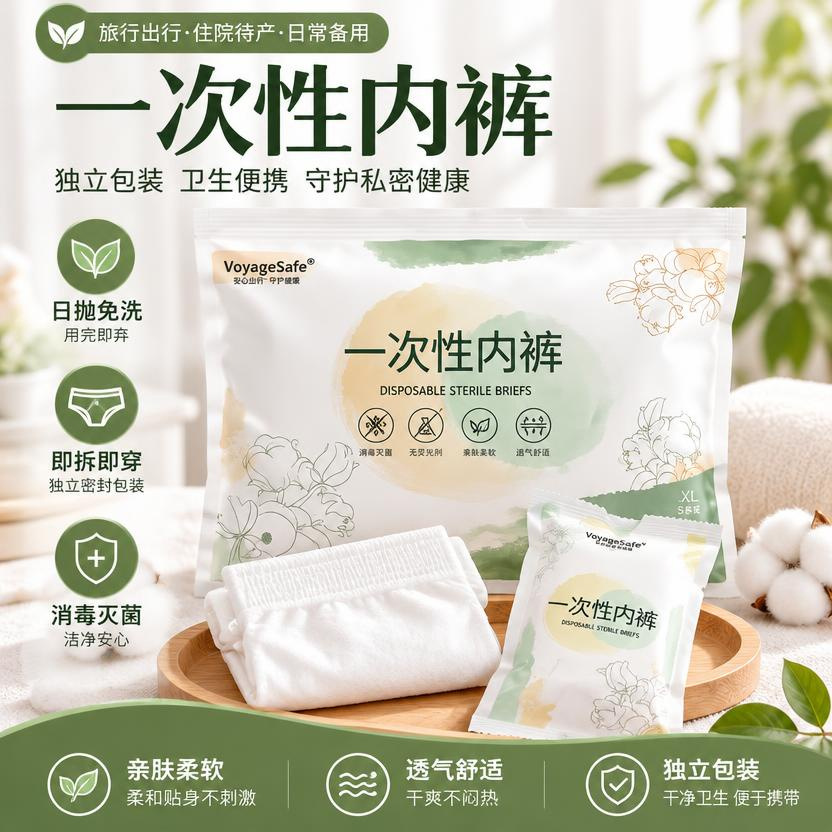 Women's Disposable Underwear, Polyester-Cotton, Individually Packaged, No-Wash, Sterile, Daily Use, Special for Pregnant Women, Travel Underwear Wholesale