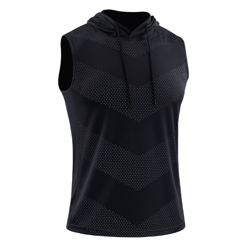 Chaleco deportivo para hombre, chaleco de entrenamiento absorbente de sudor de secado rápido, camiseta sin mangas con capucha de talla grande, camiseta para correr maratón