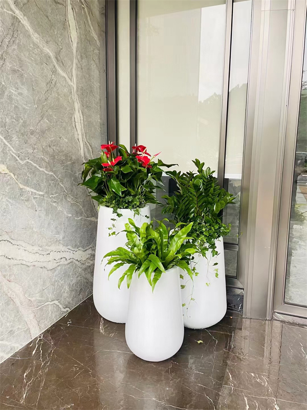 Free Shipping Fiberglass Round Flower Vessel Hotel Club Floor-Standing Flower Pot Creative Combination Round Flower Tank Shopping Mall Large Flower Pot