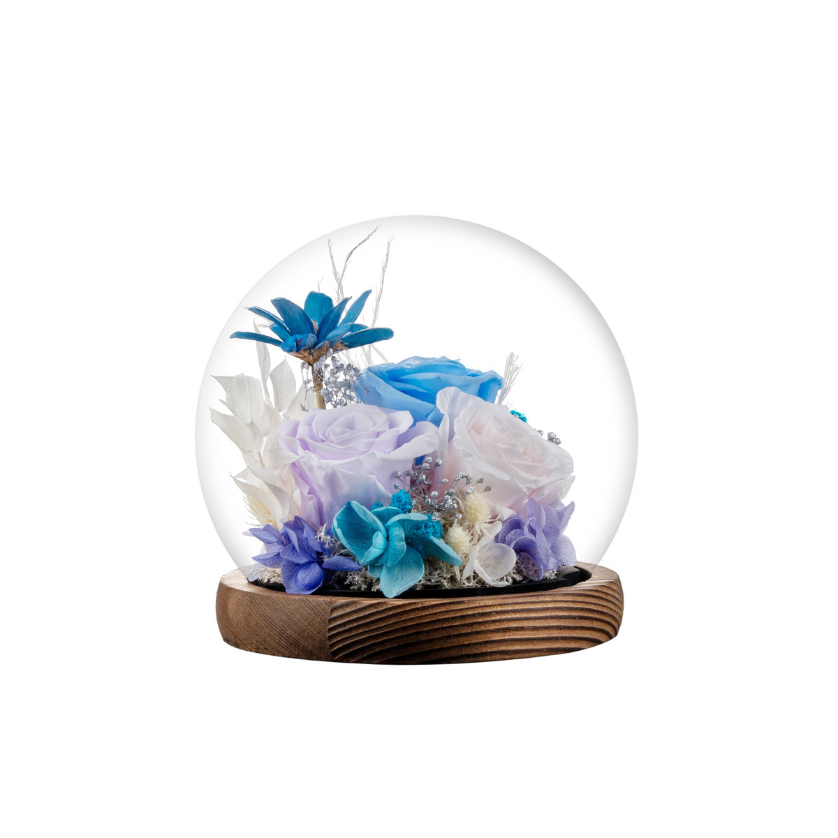 Flor inmortal cubierta de vidrio esférica rosa bola de cristal día del maestro regalo creativo personalizado adornos de flores inmortales