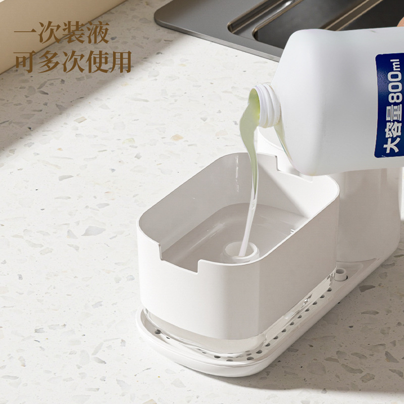 Dispensador de Jabón para Cocina con Soporte para Esponja Tipo Presión para Cocina