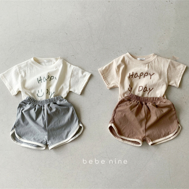 [SMS] ropa de verano para bebés 2022 ropa de verano nueva impresión de letras para niños juego de colores contrastantes ropa de verano para bebés
