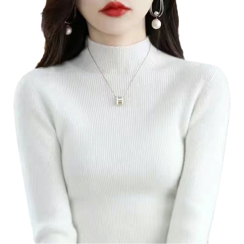 plus size Sweater Women's Sweater Half-high Collar Base Shirt Autumn and Winter New Short Slim-fit Slim-fit Sweater for Women