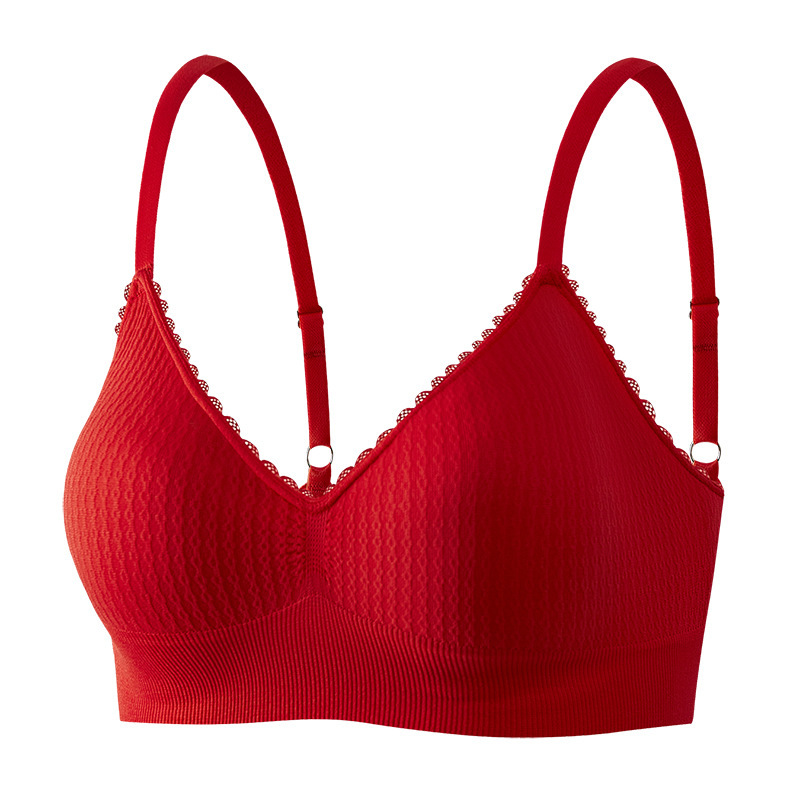 Christmas Red Cross-Border Bra, Seamless, Wire-Free, Comfortable and Breathable, European and American Hot-Selling Women's French Underwear Wholesale