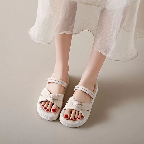 Sweet butterfly knot sandals for women, summer outdoor wear, thick sole, soft bottom, two-in-one student sandals, high aesthetic fairy cool sandals