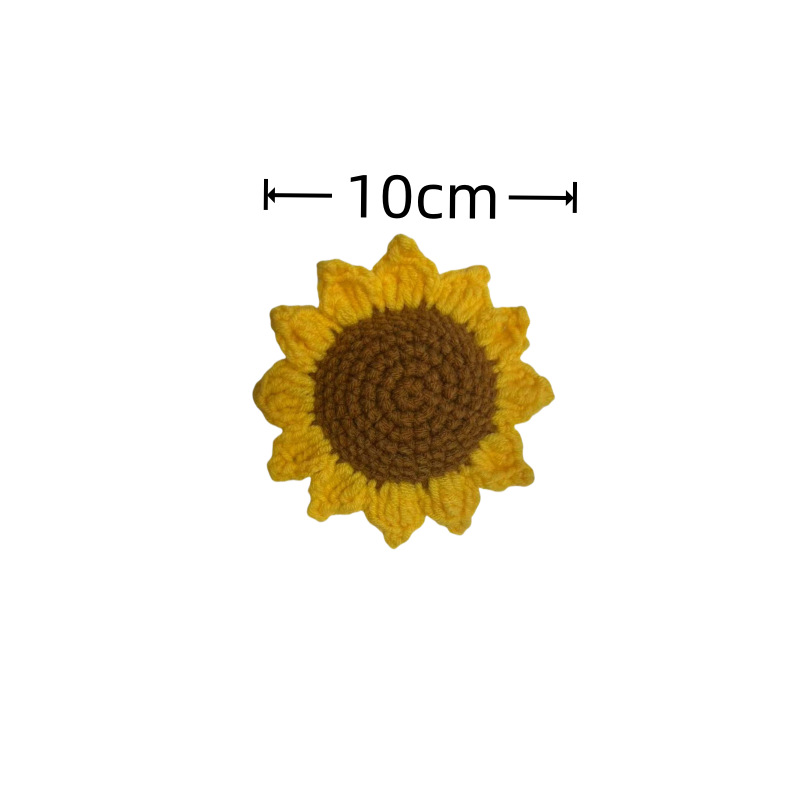 手工编织花头仿真毛线钩花diy手工花立体针织太阳花成品