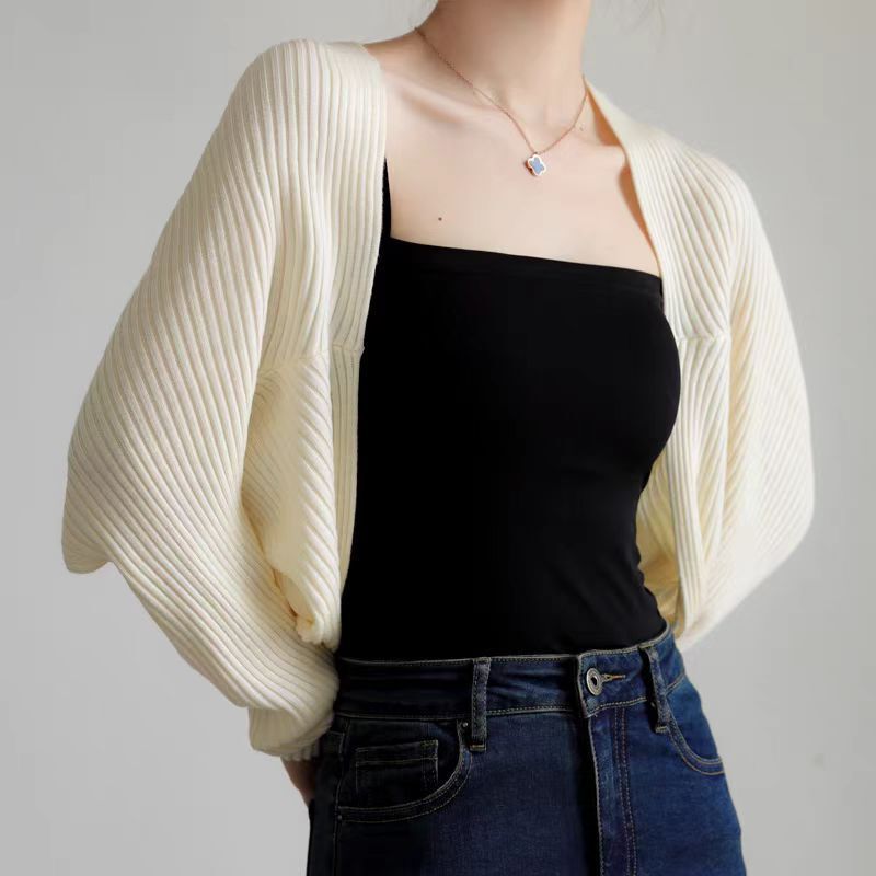 Spring and Autumn French-Style Elegant Knit Cardigan for Women, Shawl, Short Jacket, Outerwear, Loose Cover-Up, Thin Coat, Top