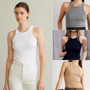 Colored top with cups, solid color tank top sleevless, 7 colors