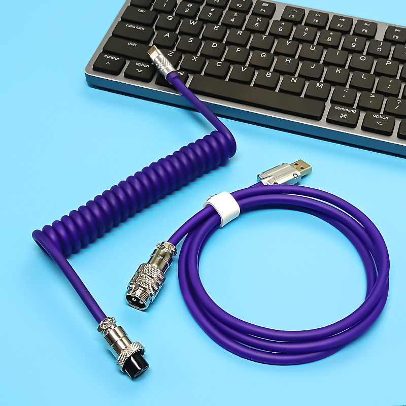 8 18K 磁気軸メカニカルキーボードケーブル PU 航空プラグインケーブル高速充電データケーブルスプリングケーブルスパイラルケーブル RGB ケーブルカスタマイズ|undefined