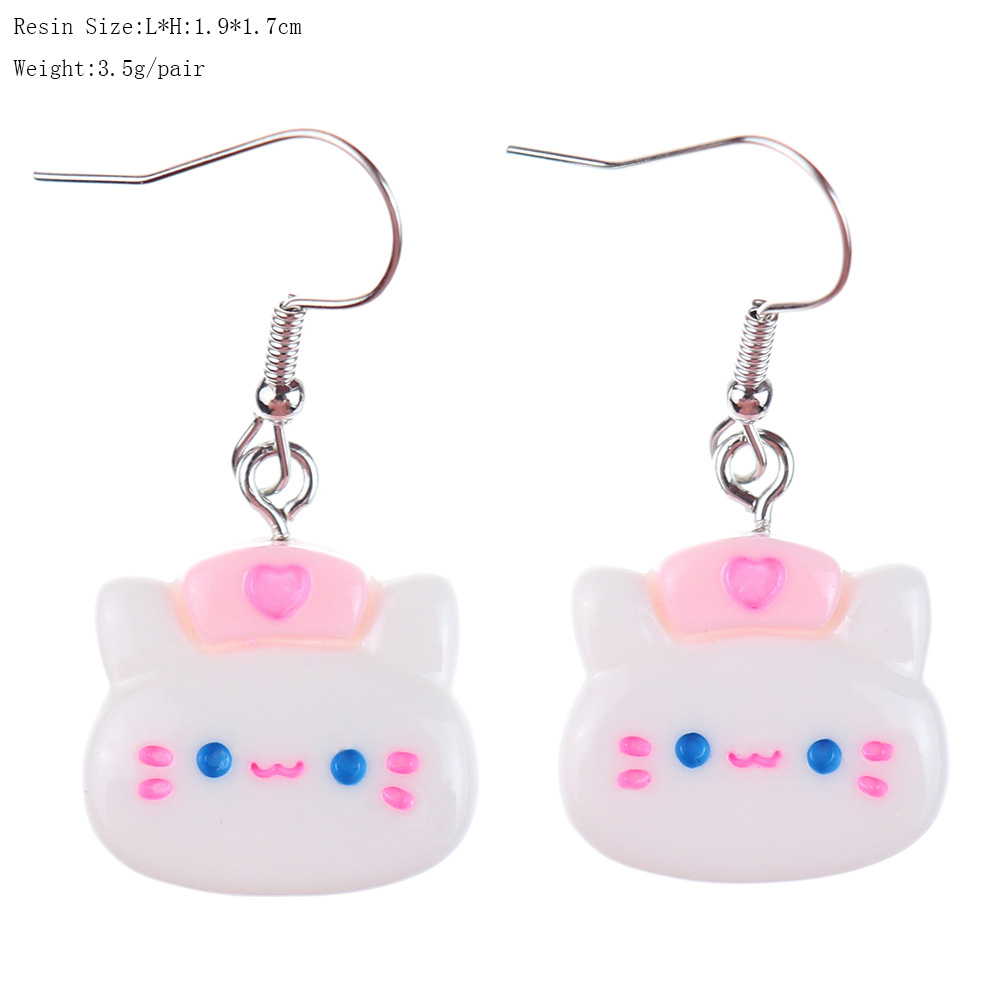 1 Paire Style De Bande Dessinée Mignon Chat Poisson Plastique Boucles D'oreilles display picture 9