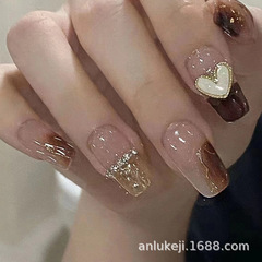 Long wearable nail with small perfume style, high-end, popular hazy Baroque abalone heart chain diamond model, white showing, wholesale