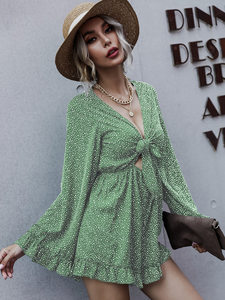 product - wholesale High Waist Sexy Small Deep V Plunge Plunge neck Sexy Lace up Romper - 15