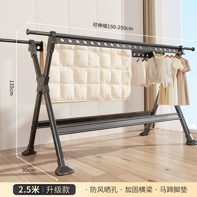 Clothes drying rack floor-standing household balcony folding clothes pole indoor and outdoor hanging clothes retractable clothes drying rack quilt drying wholesale