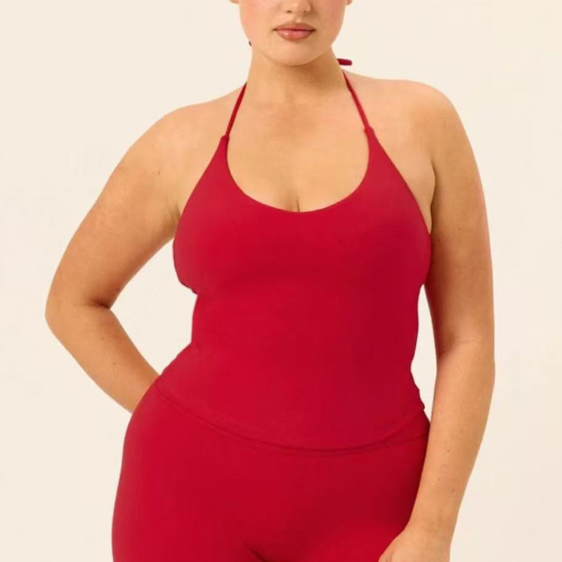 Europa y América trajes de yoga transfronterizos para mujeres cuello colgante con cojín de pecho chaleco deportivo de alta elasticidad de alta velocidad de elevación de cadera seco pantalones de gimnasio