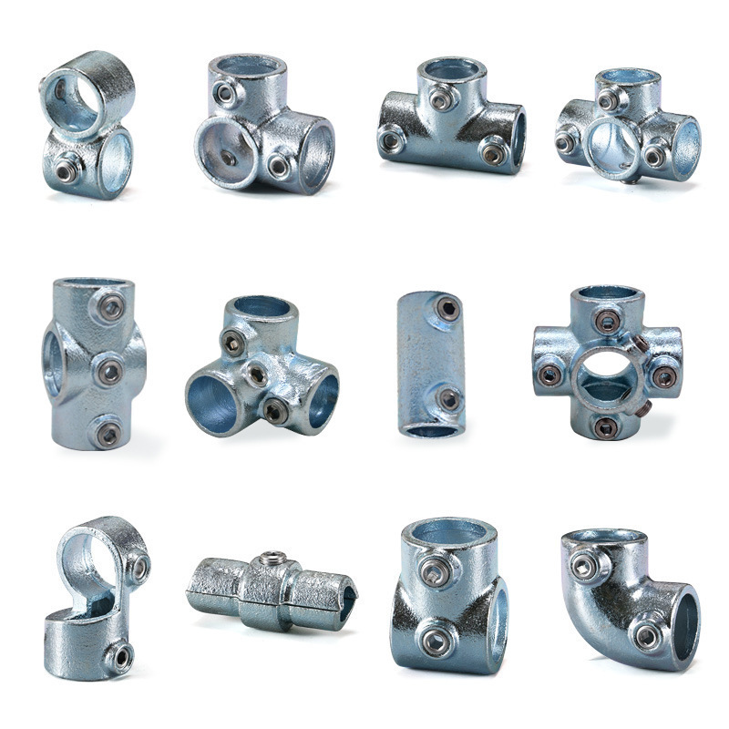 2V06铸铁连接件镀锌钢管4分圆钢6分管紧固配件金属免焊护栏1寸淘