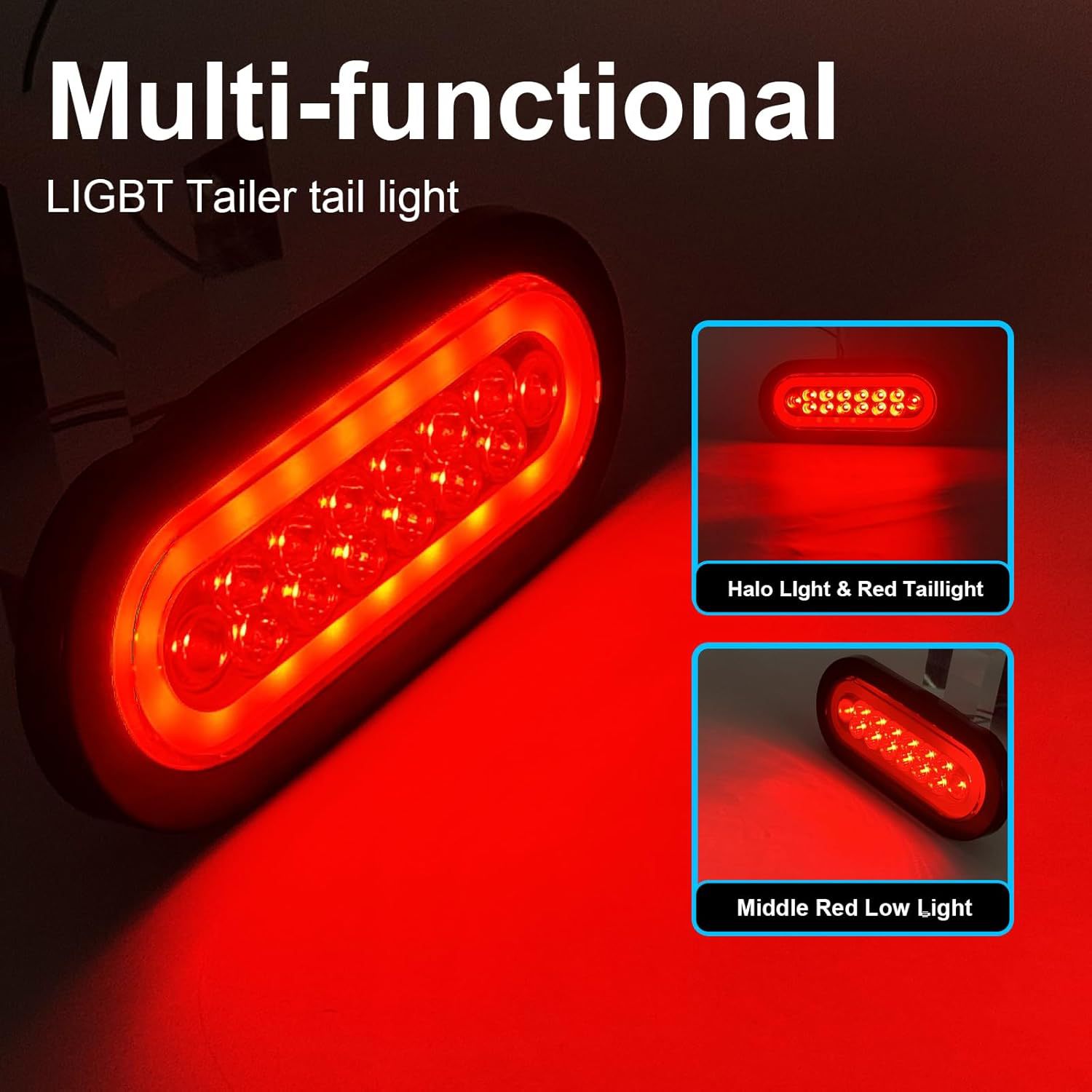 Cross-Border In-Stock Truck Tail Light 12V24V14Led Oval Light Guide Flowing Arrow Truck Tail Light Truck Side Light