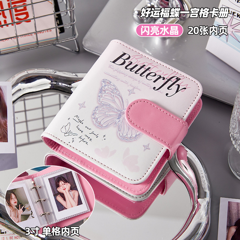 Álbum de tarjetas de cuadrícula de primera casa de cuero de alto valor Folleto de hojas sueltas Portátil y lindo Álbum de fotos Polaroid