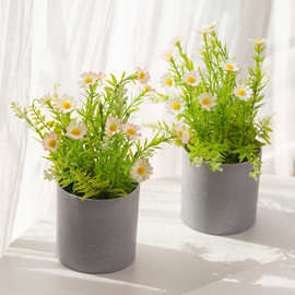 清新仿真植物小野菊雏菊盆栽摆件假花家居客厅橱窗餐厅装饰插花