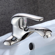 全铜洗脸盆水龙头卫生间水龙头冷热水二合一双孔面盆水龙头工厂