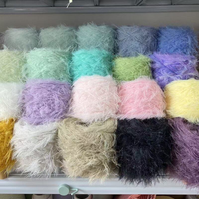8cm Imitation Mink Wool Colorful Super Soft Handmade Crochet Wiring Bag Doll Clothes Scarf Plush Wool