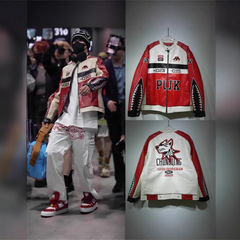 【王和迪と同じスタイル】重慶限定レザーレーシングスーツカップルスタイルプラスコットンジャケット春秋アメリカンレザージャケット