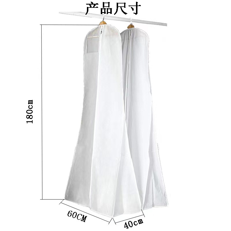Cubierta de polvo de vestido de boda gruesa de doble capa cubierta de polvo de vestido extendida ropa grande bolsa de polvo bolsa de almacenamiento colgante transparente