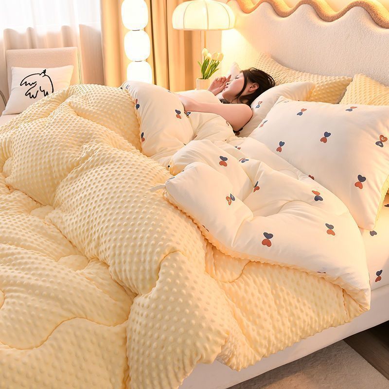 Winter Warmth & Autumn Comfort: Thick Washable Soybean Blanket with Dual-Sided Use Milk Wool Filling