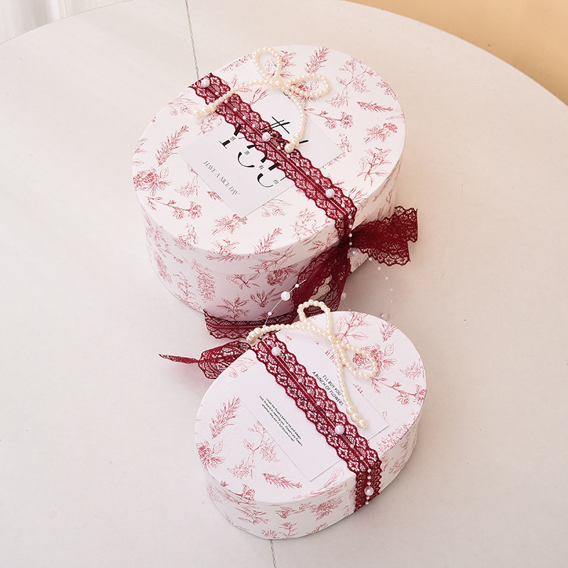 Caja de Regalo Ovalada Estilo Francés para el Día de Año Nuevo y el Festival de Primavera, Caja de Regalo Creativa, Caja de Regalo para el Cumpleaños de un Mejor Amigo, Caja de Embalaje para Repostería