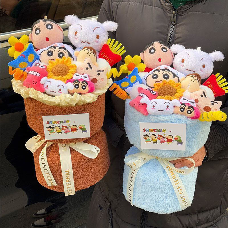 Crayon Shin-Chan Cute Doll Cartoon Bouquet for Women's Day, Birthday Gift for Girls, Best Friends, or Boyfriend