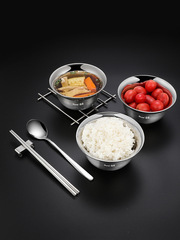 BB4C wholesale 304 stainless steel bowl portable tableware set travel outing tableware children's rice bowl