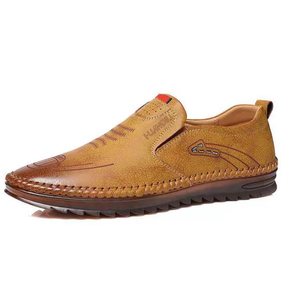 New Leather Shoes Men's Spring and Summer Soft Leather Slip-on Casual Leather Shoes Car Stitching Shoes Soft-soled Men's Leather Shoes