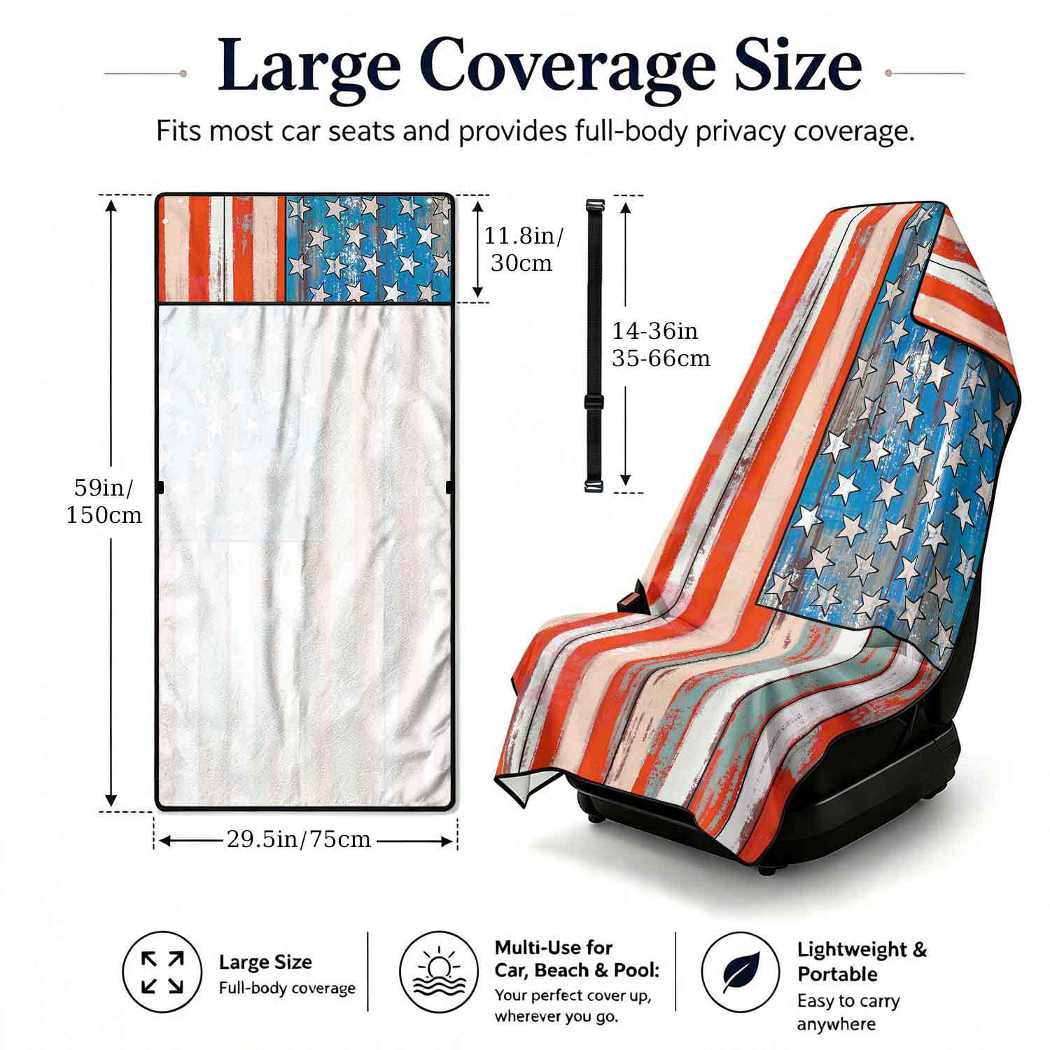 2-piece dual-use car seat cover, ultra-fine fiber, can be used as a beach towel, printed car protective seat cover 13