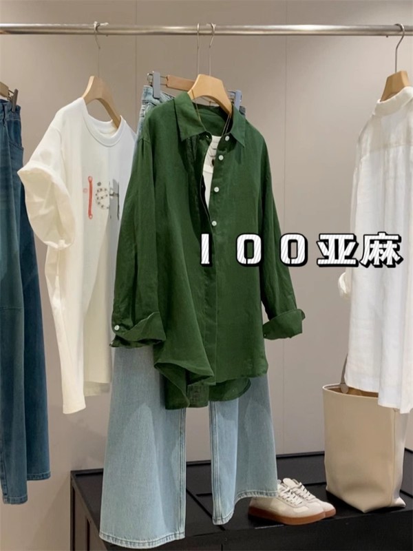小禾木巨同款2996！100亚麻宽松透气松弛感宽松廓形休闲衬衫|undefined