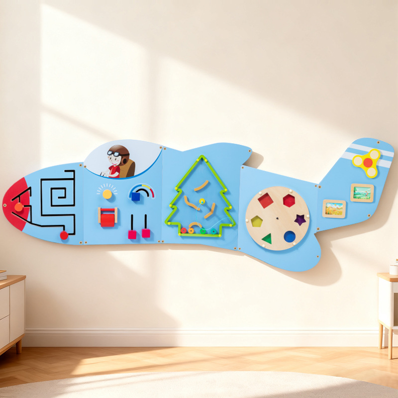 Diversión educación temprana rompecabezas jardín de infantes juegos de pared pasillo decoración de pared niños juguetes de pared de madera al por mayor