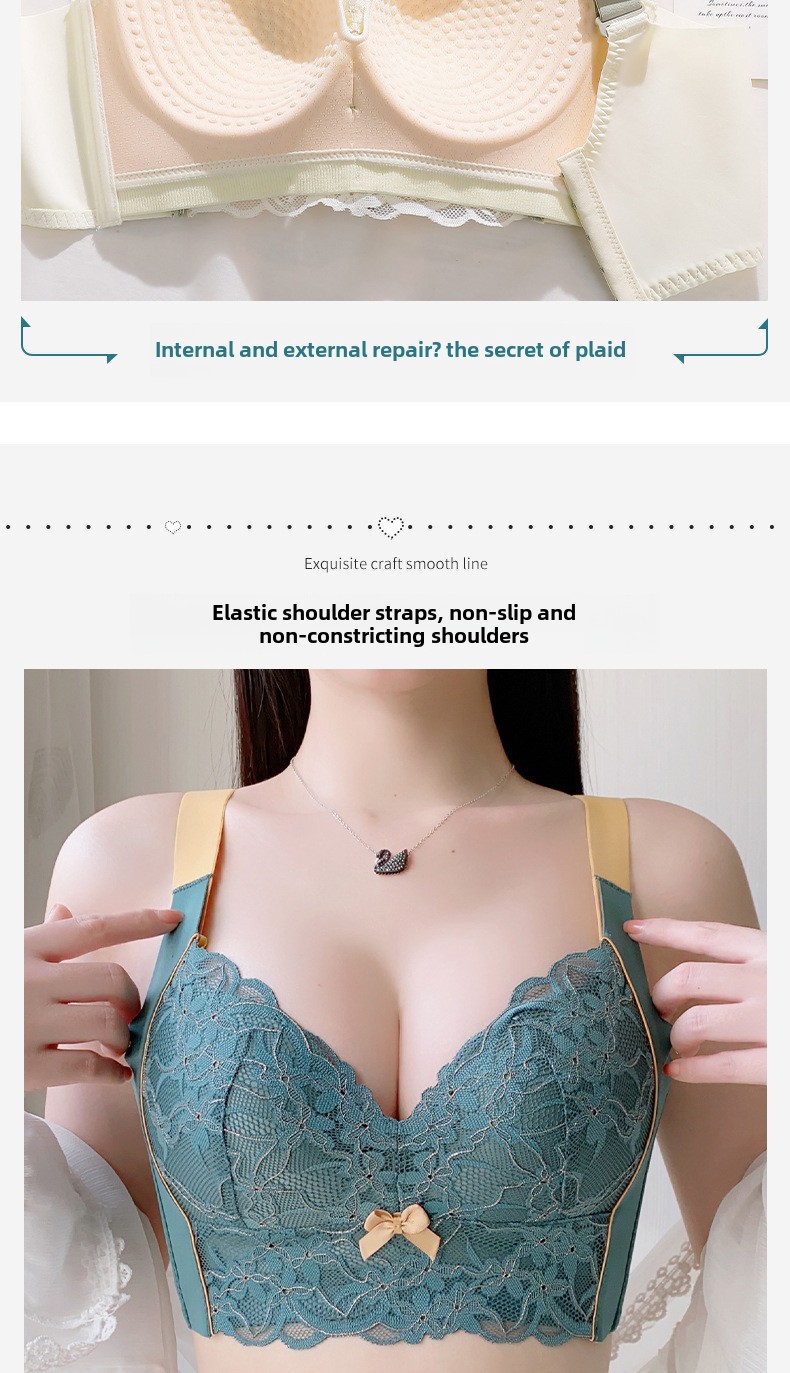 Große Größen Unterwäsche Damen Dünner Push-Up Verstellbarer Brustverschluss für dicke Mädchen Kleine Größe Mädchen Latex Spitzen-BH_voghion.com