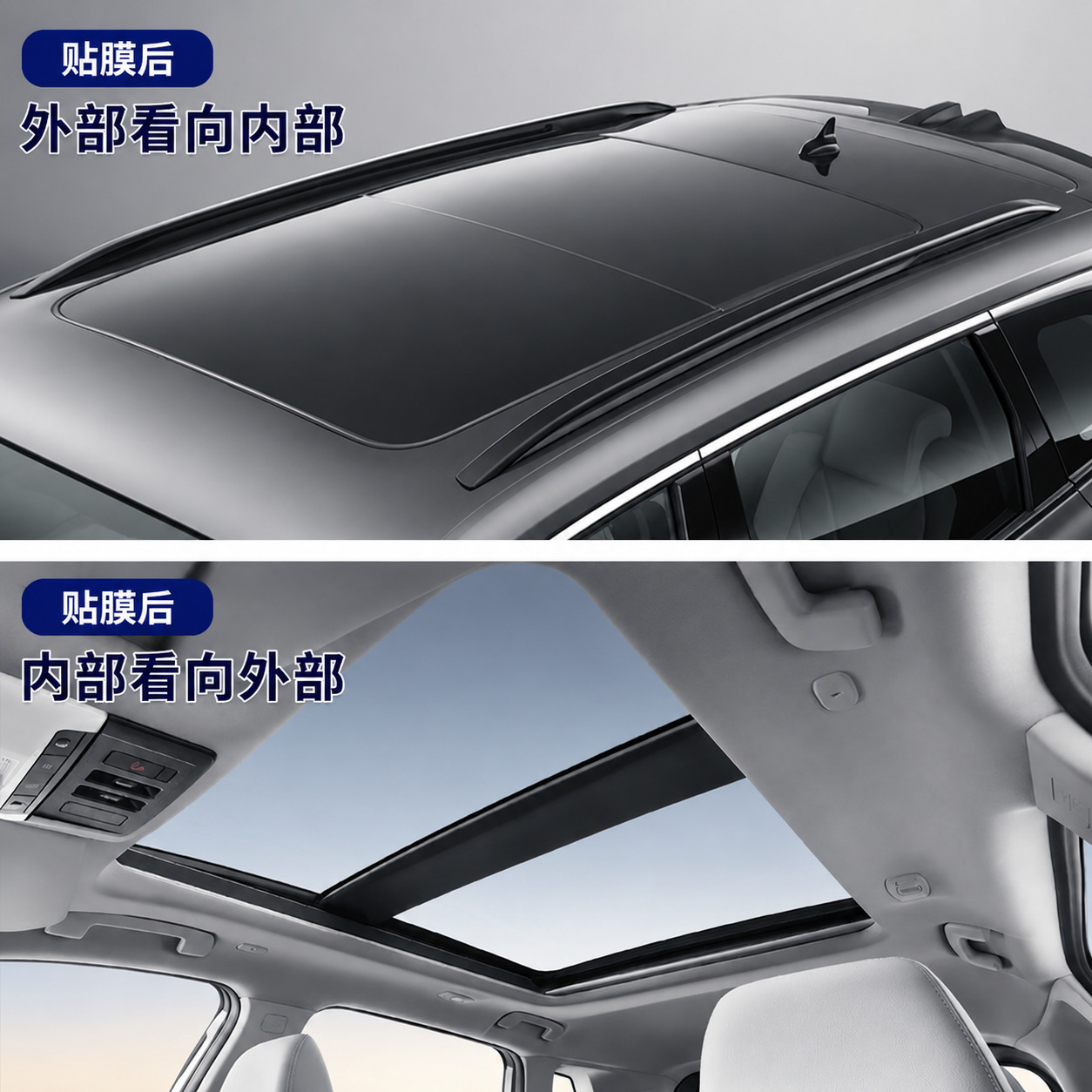 Cross-Border Supply of Car Sunroof Film, Heat-Insulating and Sun-Blocking, Hydrophobic, Scratch-Resistant, Easy to Install, 20% Light Transmission, High Privacy