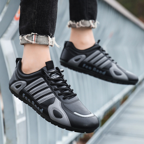 Summer New Men's Leather Waterproof Cobblestone Shoes Low-Top Soft Sole Comfort Casual Shoes Men's One-Piece Driving Shoes