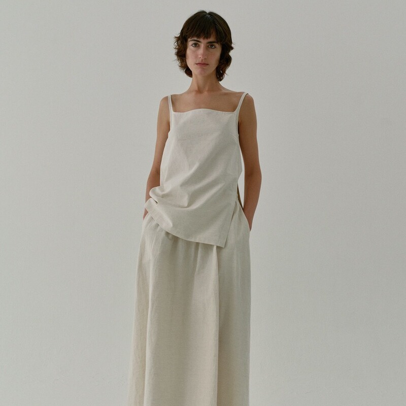 Now South Korea Dongdaemun designer M **a23 summer new Miss Wu linen cotton vest/skirt set