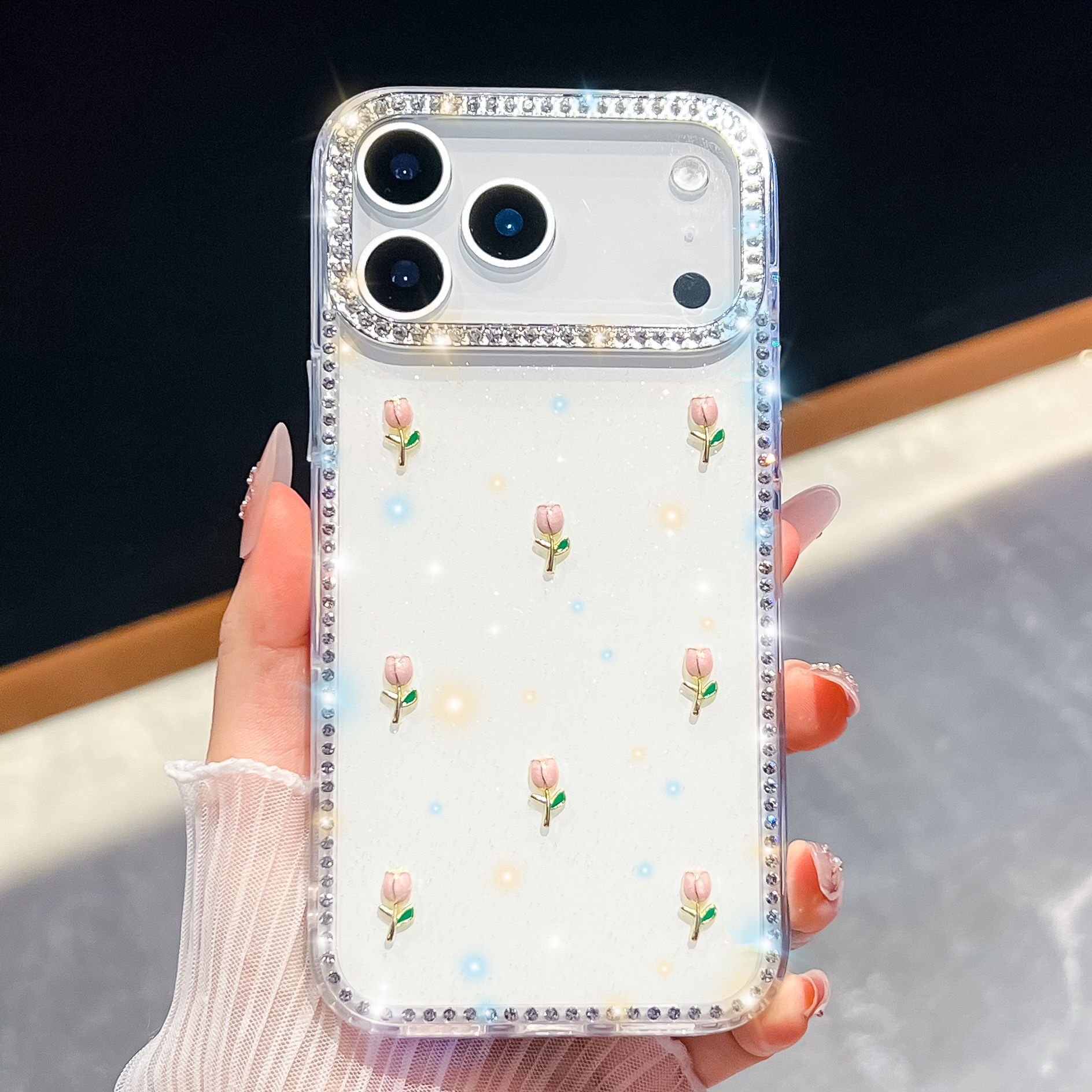 花朵闪钻新款适用苹果17promax手机壳iphone16防摔奢华闪粉保护套 - 9